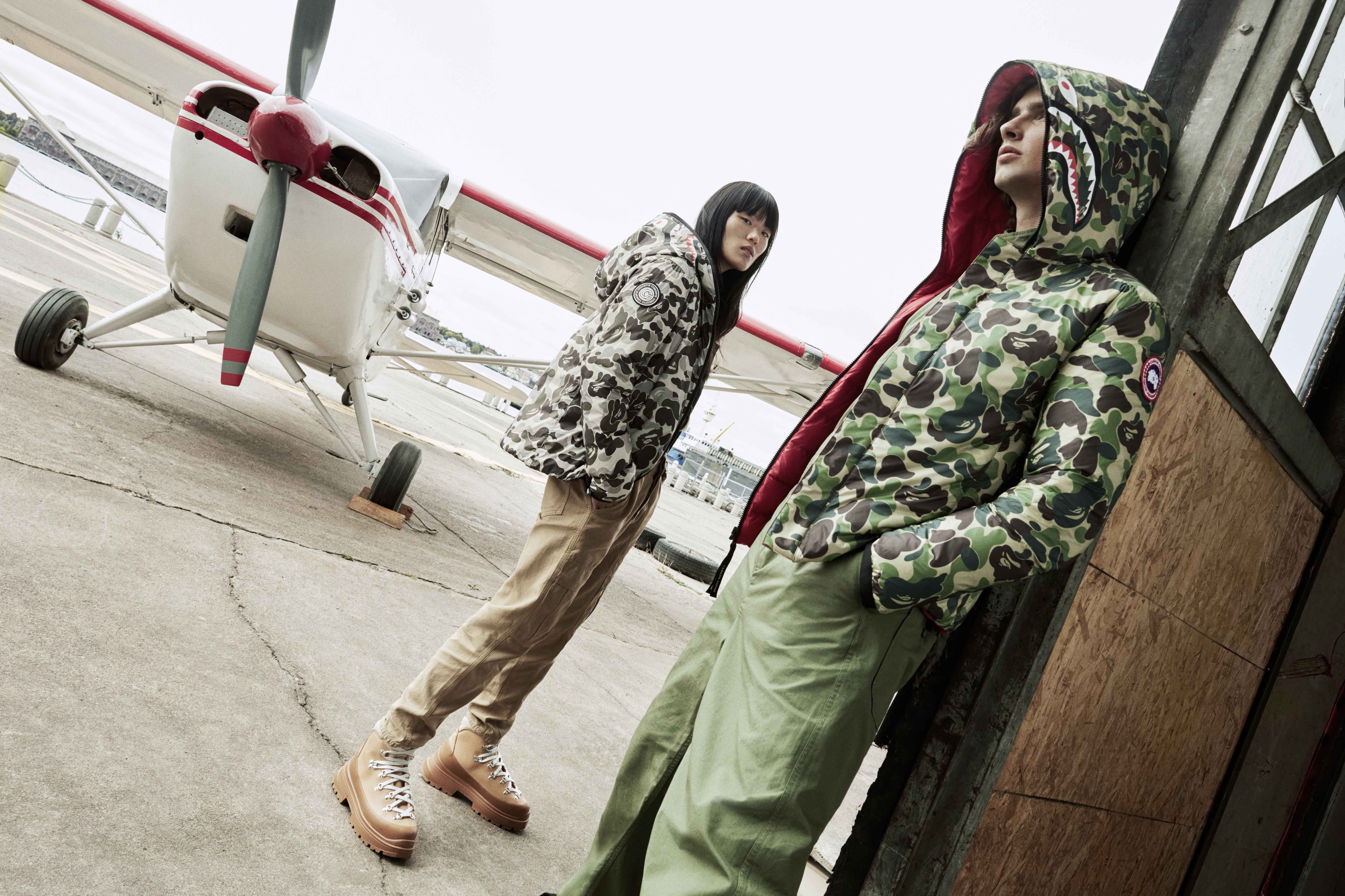 Canada Goose、Concepts 和 BAPE三方聯乘系列將於本週六開始販售。（Canada Goose）