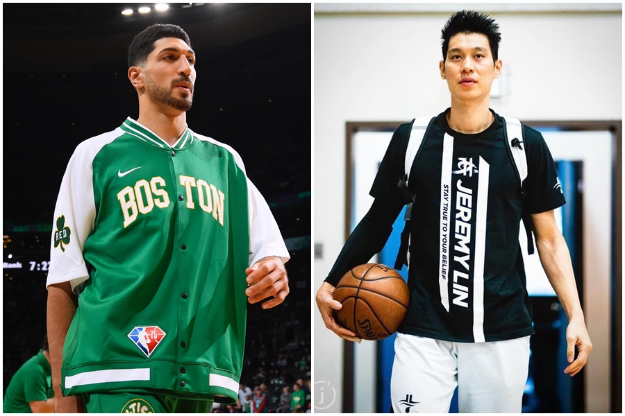 坎特（左）昨深夜點名林書豪，痛批他背棄台灣。（左圖翻攝自Enes Kanter臉書，右圖翻攝自林書豪臉書）