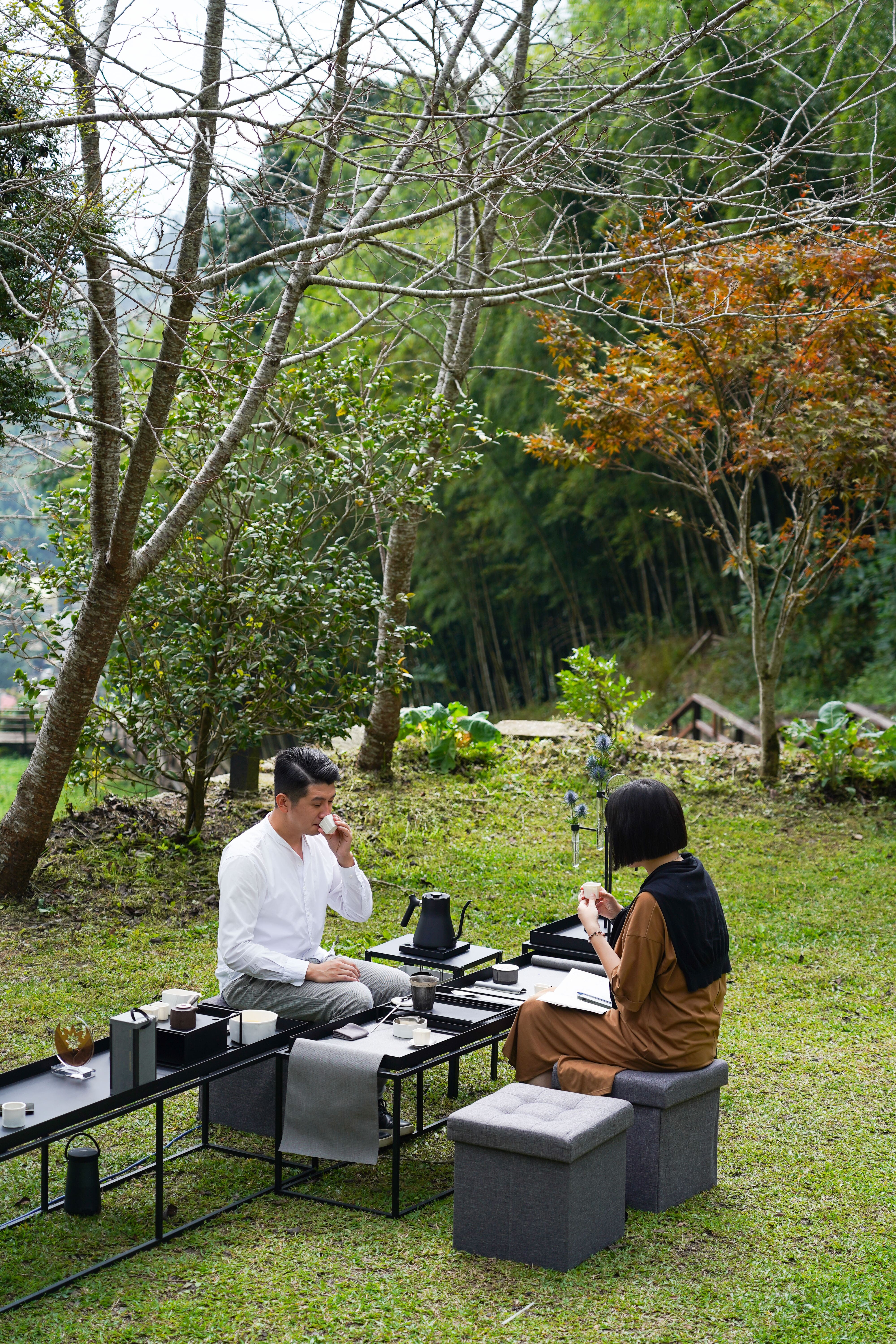 如詩如畫的茶席體驗除了在阿里山中，台北也能預約開課。