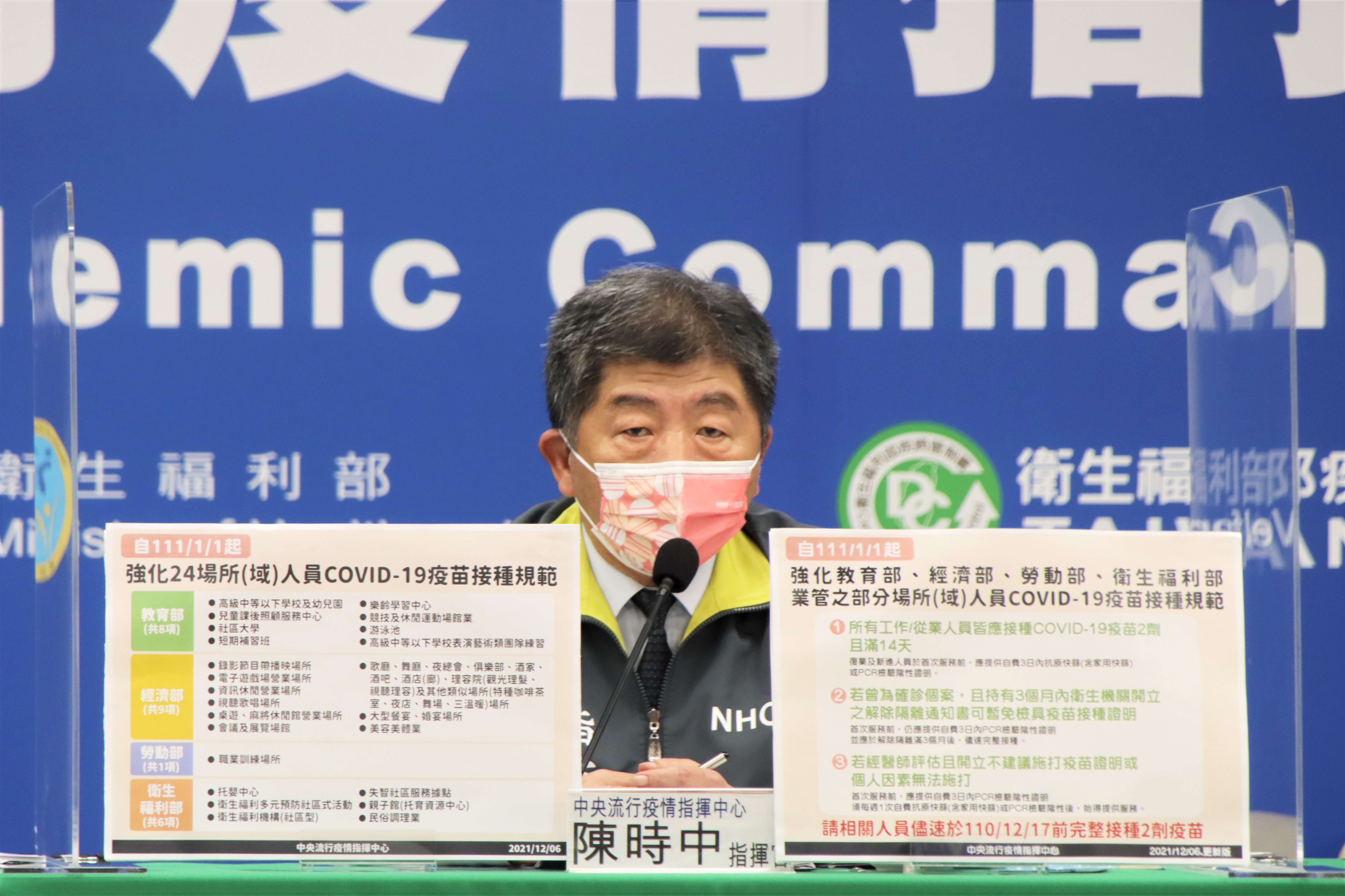 指揮中心指揮官陳時中回應疫苗相關問題。（指揮中心提供）
