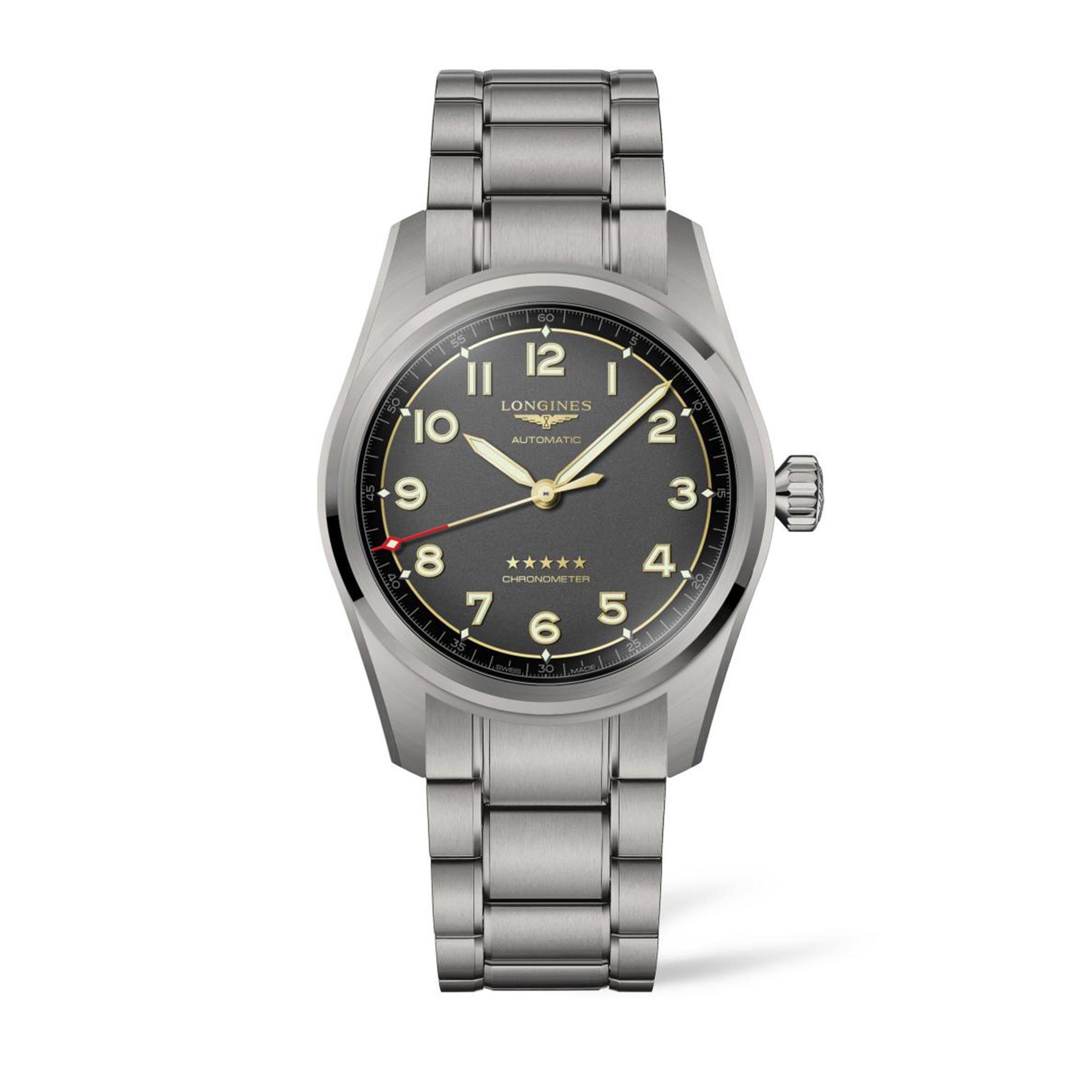 浪琴Spirit先行者系列腕錶鈦金屬版本，定價NT$86,500~100,300。