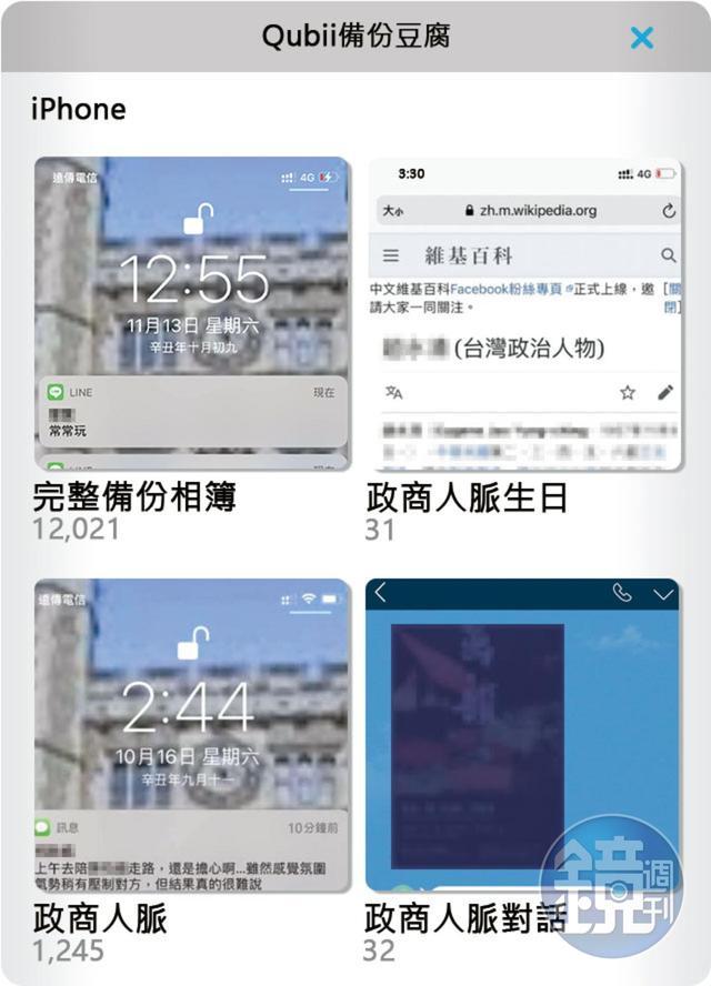 →林秉樞將與政商人士的對話截圖或合照存入備份豆腐，再依「政商人脈」「人脈對話」等檔案匣分門別類整理。（示意圖）