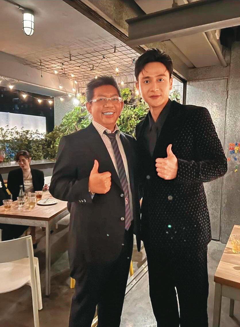 近年投資不少國片的林建涵（左），也出席金馬獎典禮。（中保科技提供）
