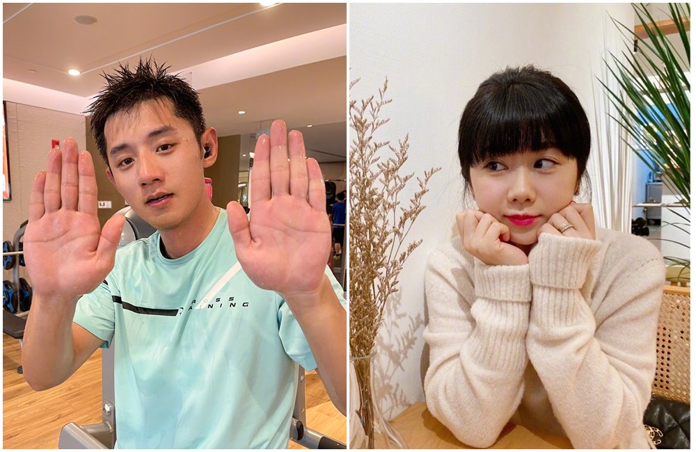 福原愛（右圖）透露都會幫張繼科（左圖）準備餅乾，幫助他贏球。（翻攝福原愛、張繼科微博）