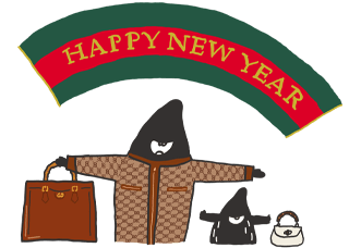 今年跨年,下載貼圖之後就不愁沒有時尚新圖可以傳訊慶賀。(GUCCI提供)