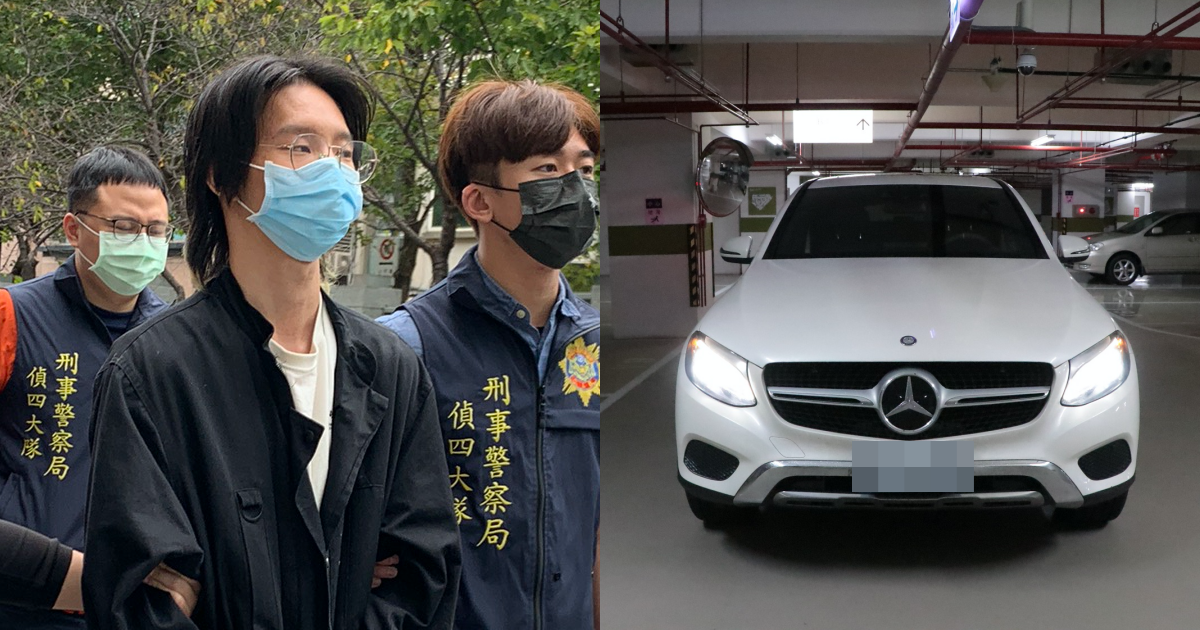 小玉被扣押的賓士車，今日以喊價方式拍賣出去。（警方提供、翻攝自法務部行政執行署新北分署官網）