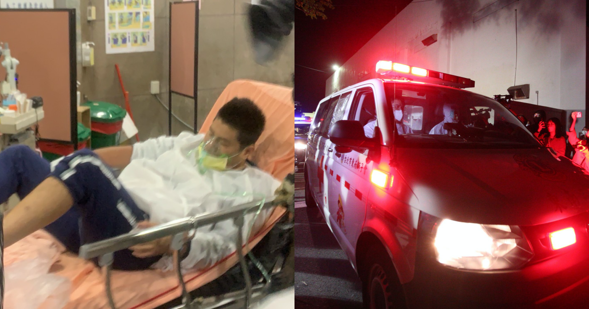 黃嫌下機後疑似癲癇發作，被送往醫院治療。