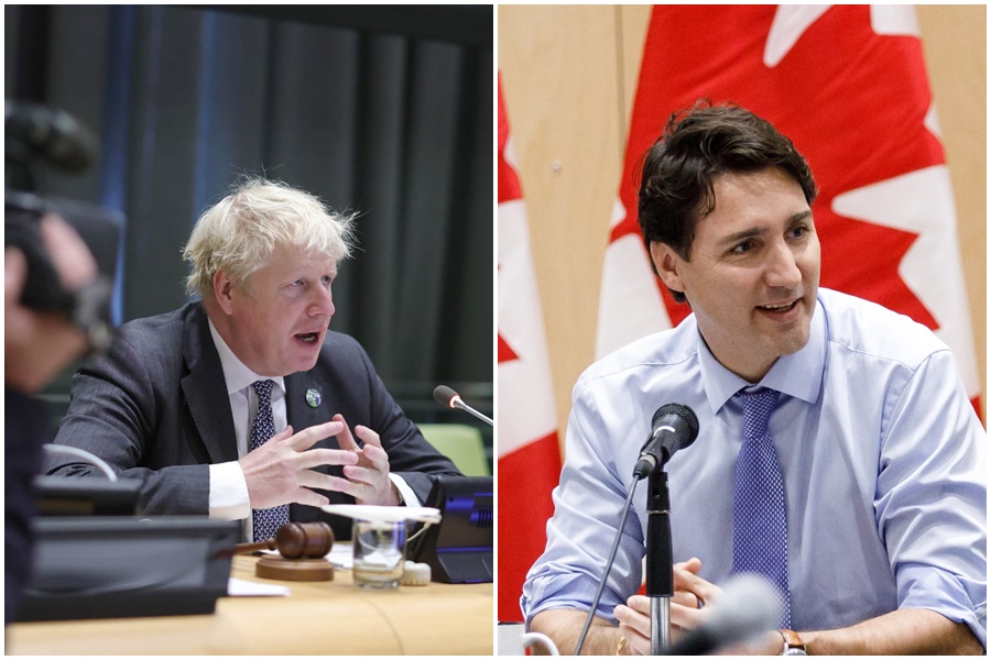 英國與加拿大宣布加入外交抵制北京冬奧行列。（翻攝自Boris Johnson、Justin Trudeau臉書）