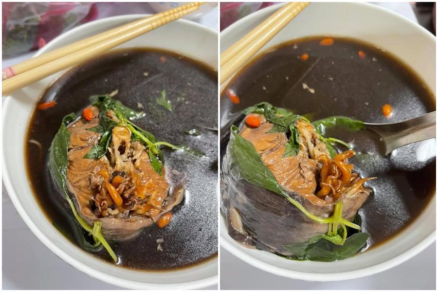 網友吃土虱時,卻發現肉塊中間有一團橘色的「詭異觸手」。(翻攝自臉書社團爆廢公社)