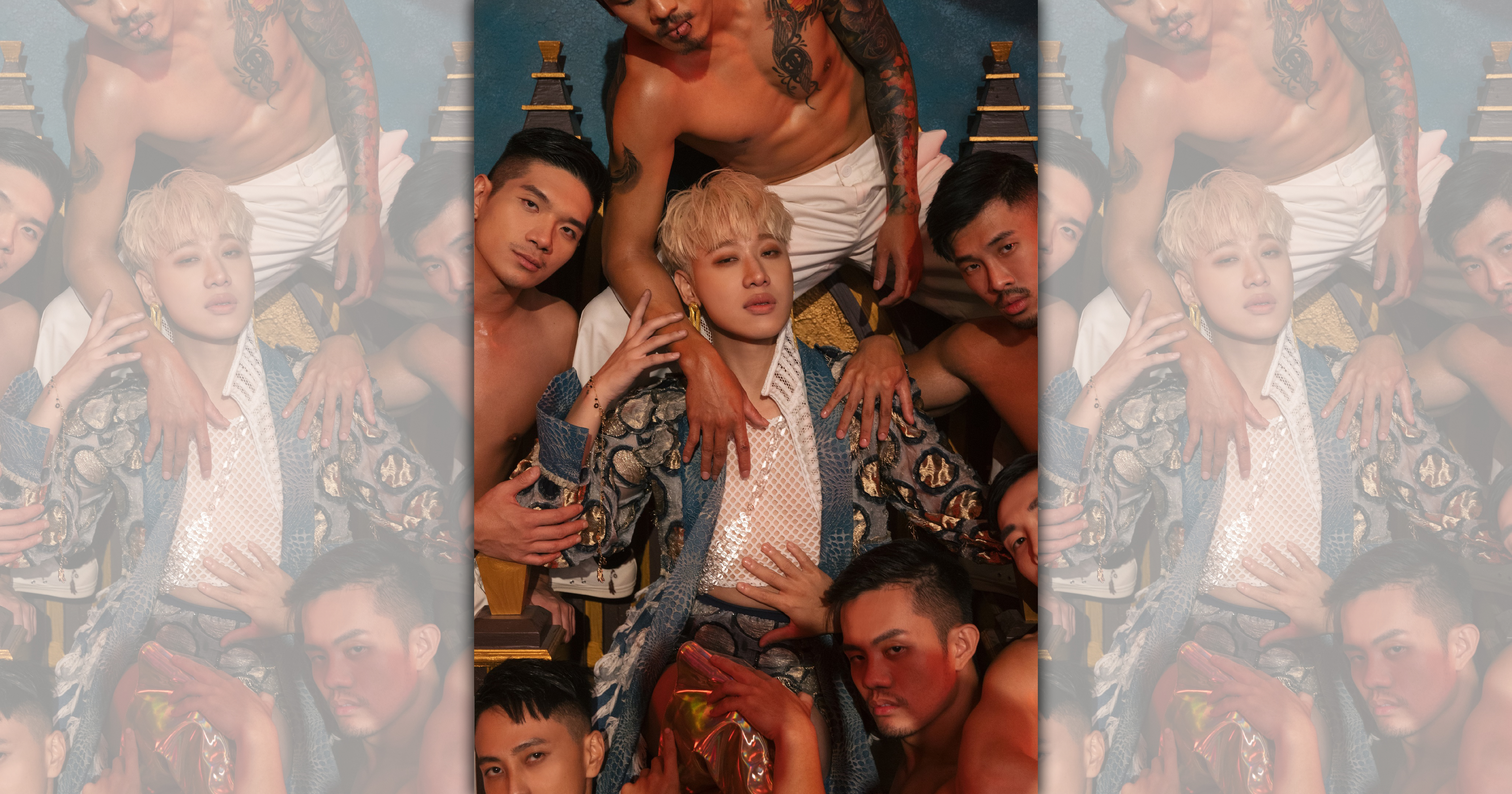 在男舞者包圍之下，小賴端出香水舞。（日向創意提供）