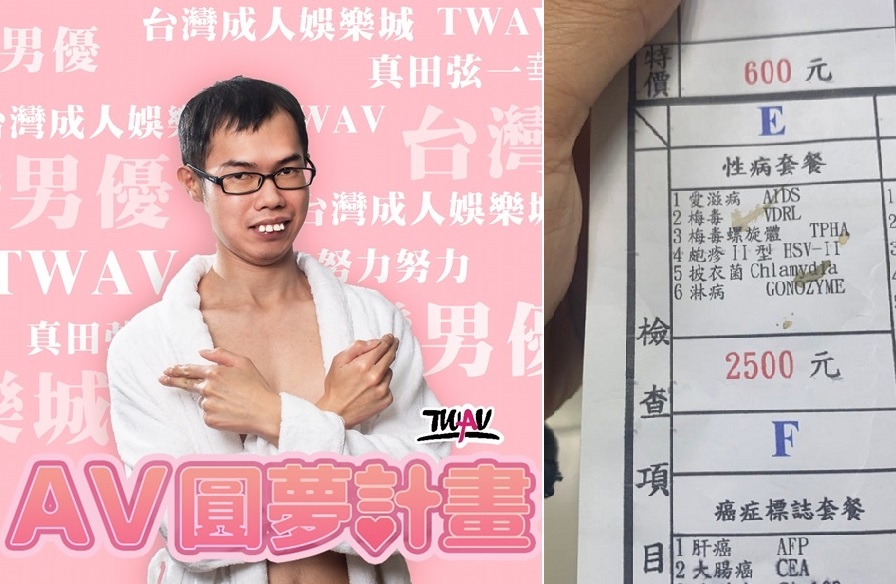 鄧佳華性病套餐的6項檢驗報告曝光，開心直呼「可以跟AV女優開開心心的一起去工作囉」。（翻攝自鄧佳華、戲引子臉書）