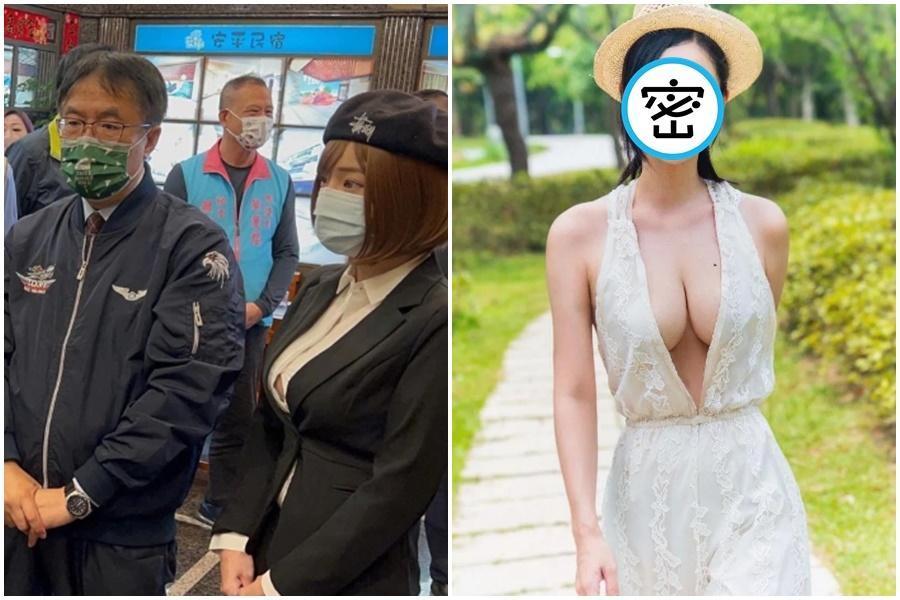 台南市長黃偉哲旁邊超凶正妹引發網友暴動。(翻攝自郭鬼鬼IG)