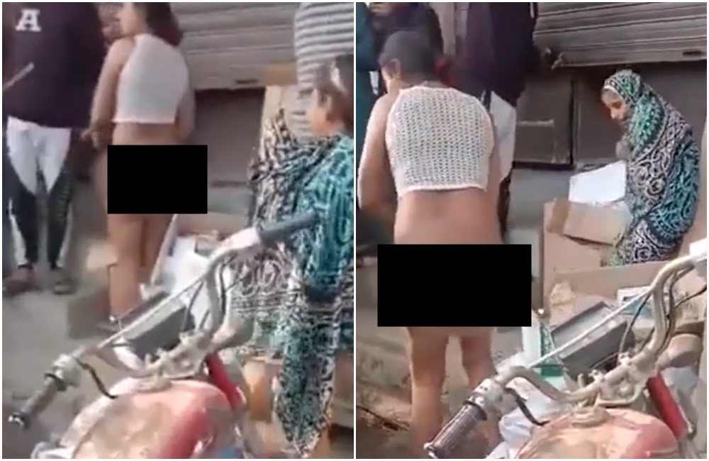 4名女子遭控偷竊,隨後被一群男子脫衣施暴。(翻攝推特)