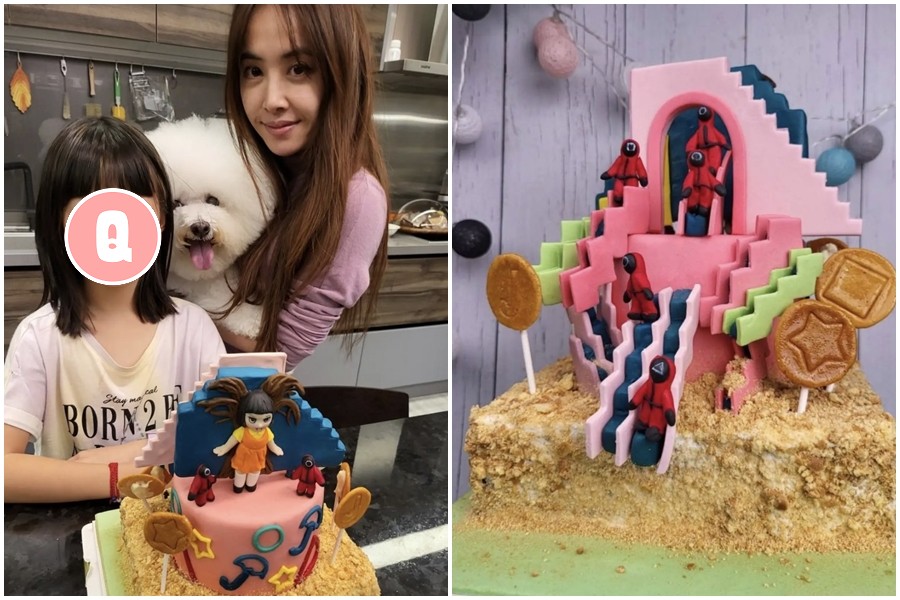 蔡依林花3天時間親手製作的《魷魚遊戲》主題蛋糕，神還原「木頭人娃娃」超驚豔。（翻攝自蔡依林IG）