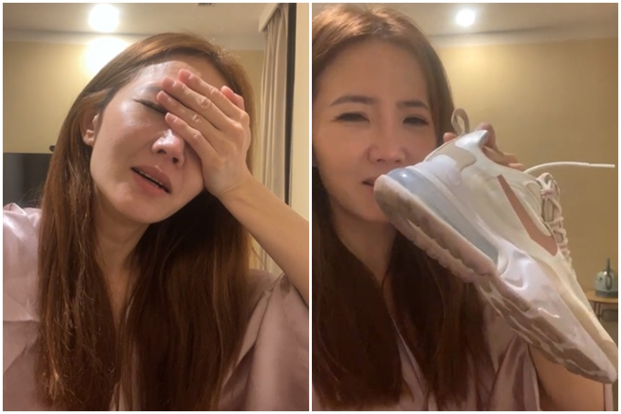 謝忻在台中意外遺失了一隻NIKE球鞋，崩潰向住在台中的朋友求救。（翻攝自謝忻臉書）