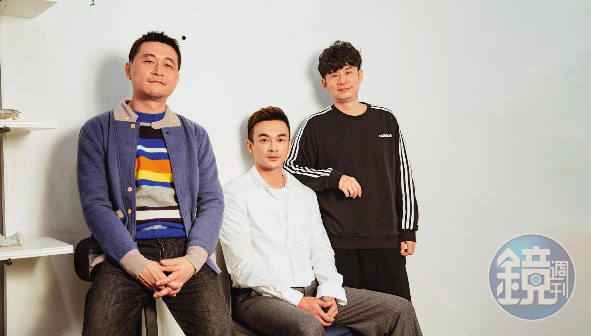 《華燈初上》由編劇杜政哲(右起)、總製作人戴天易,攜手導演連奕琦共同打造,首季播出迴響熱烈。