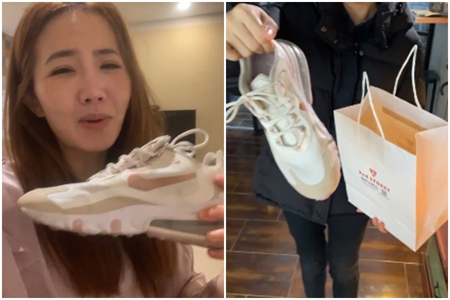 謝忻開直播希望台中人幫她找鞋子,結果一名男網友真的幫她找到了。(翻攝自謝忻臉書)