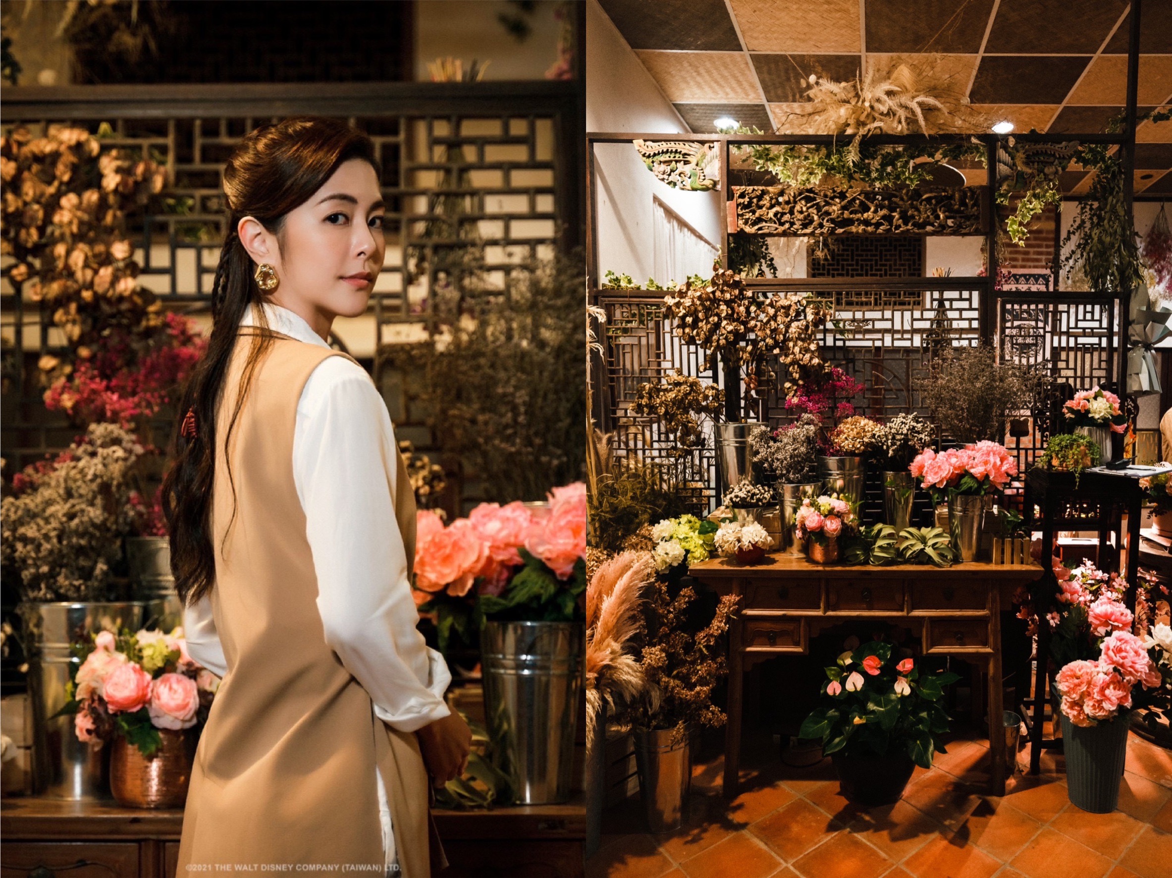 《如果花知道》劇組為女主角任容萱打造一間神秘花店,還花了200萬陳設。(衛視中文台提供)