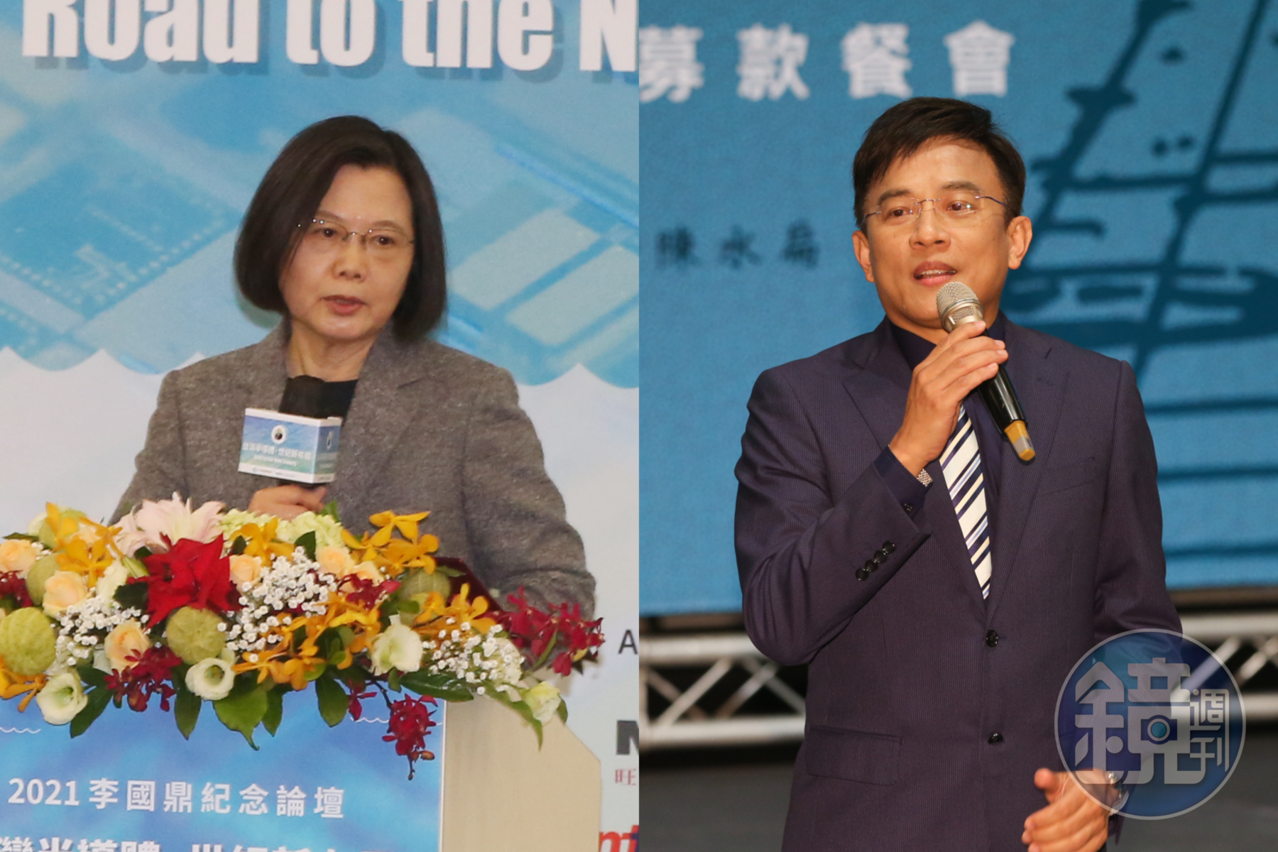 資深媒體人彭文正(右)因為認為總統蔡英文(左)的博士論文不存在,前前後後打了多場民刑事官司。(本刊資料照)