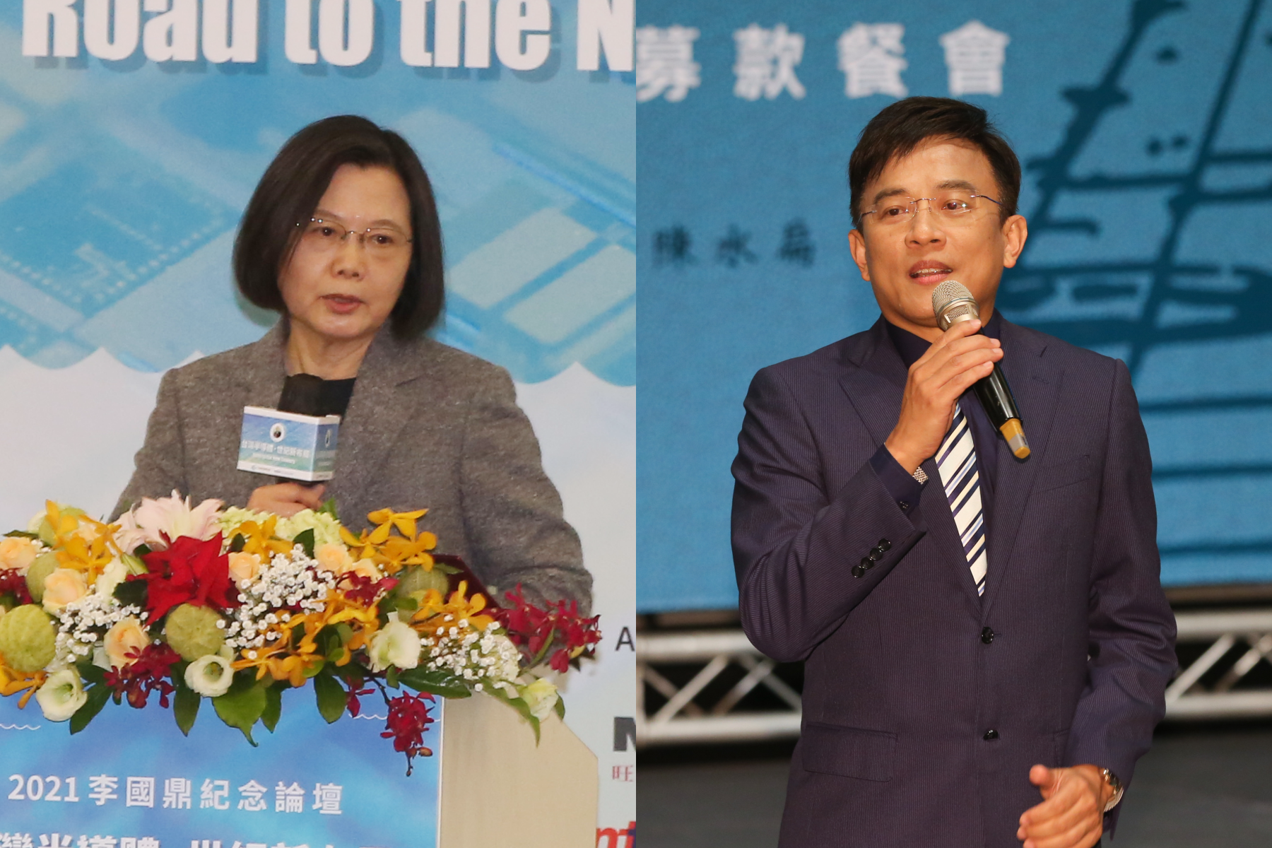 資深媒體人彭文正（右）因為認為總統蔡英文（左）的博士論文不存在，前前後後打了多場民刑事官司。（本刊資料照）