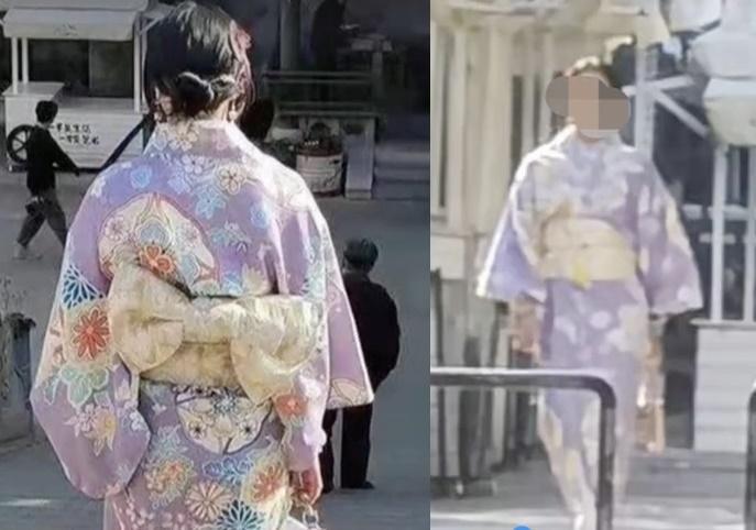 日式茶藝館的老闆娘因穿著和服在街上，被中國警方帶走調查。（翻攝自微博）