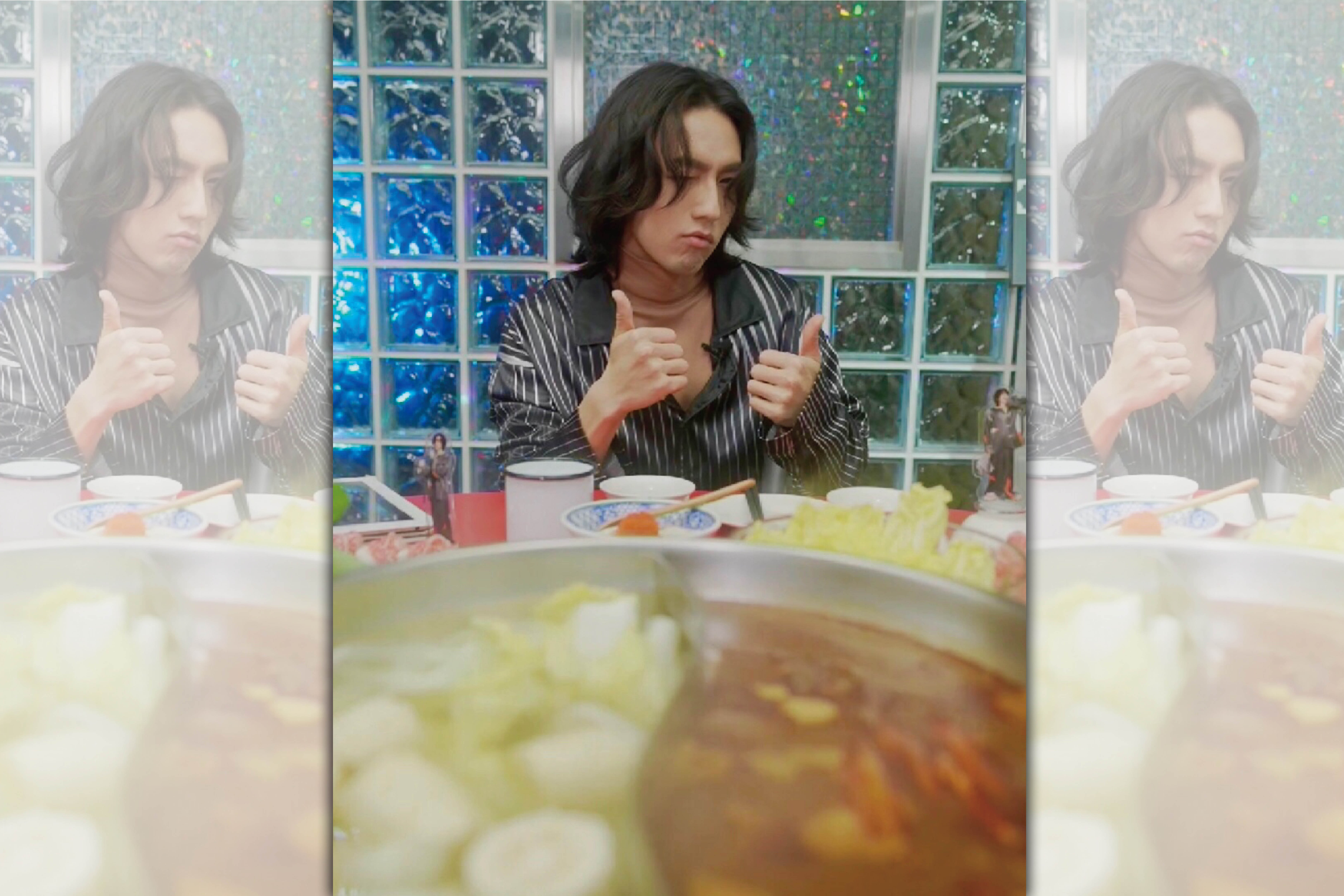 林宥嘉忙著彩排，日前現身麻辣鍋店化身吃播主。（華研國際提供）