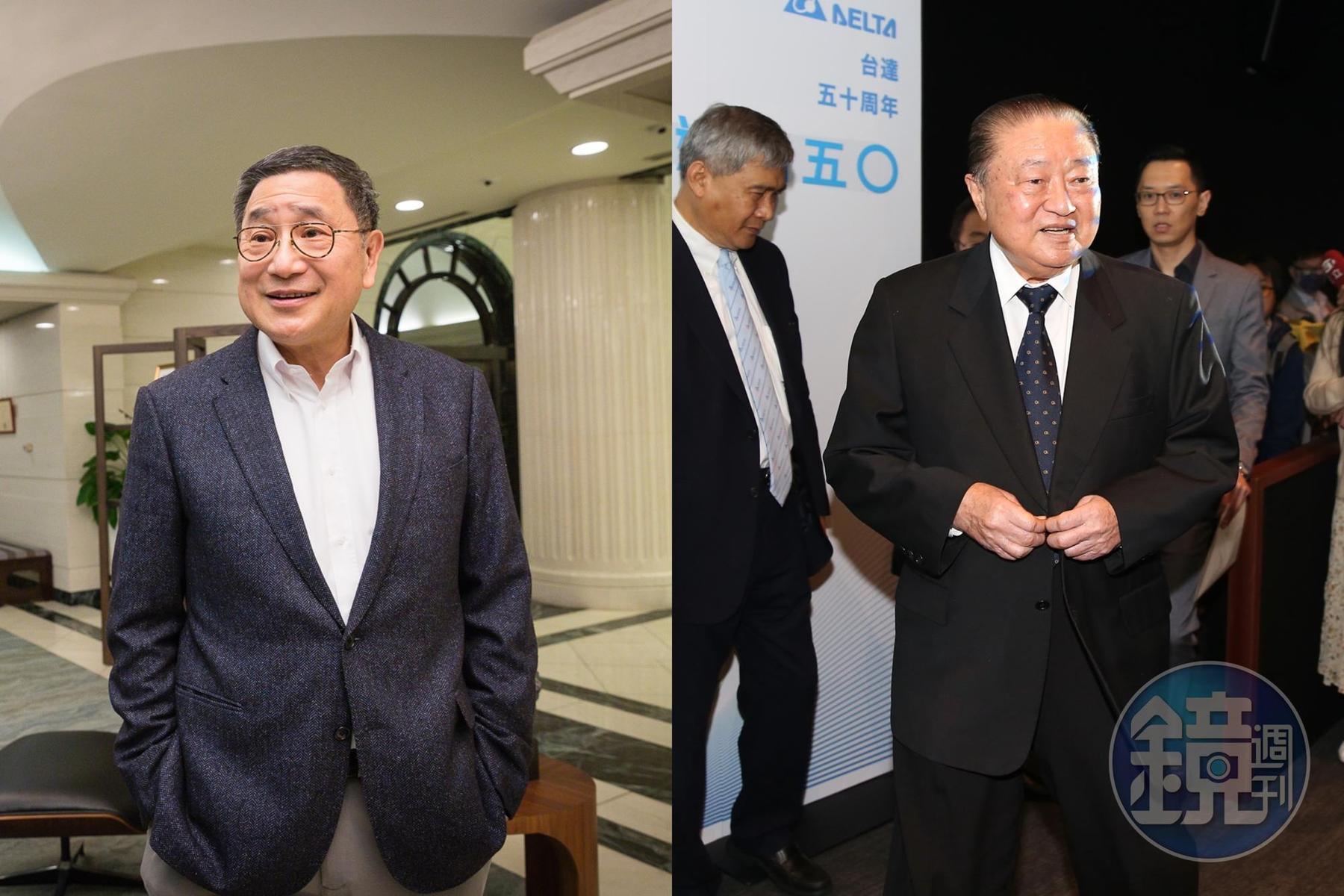 張安平（左）、鄭崇華（右）分別靠著併購擴張、技術深耕，讓台泥、台達電先後成為台廠揮軍海外儲能市場的領頭羊。