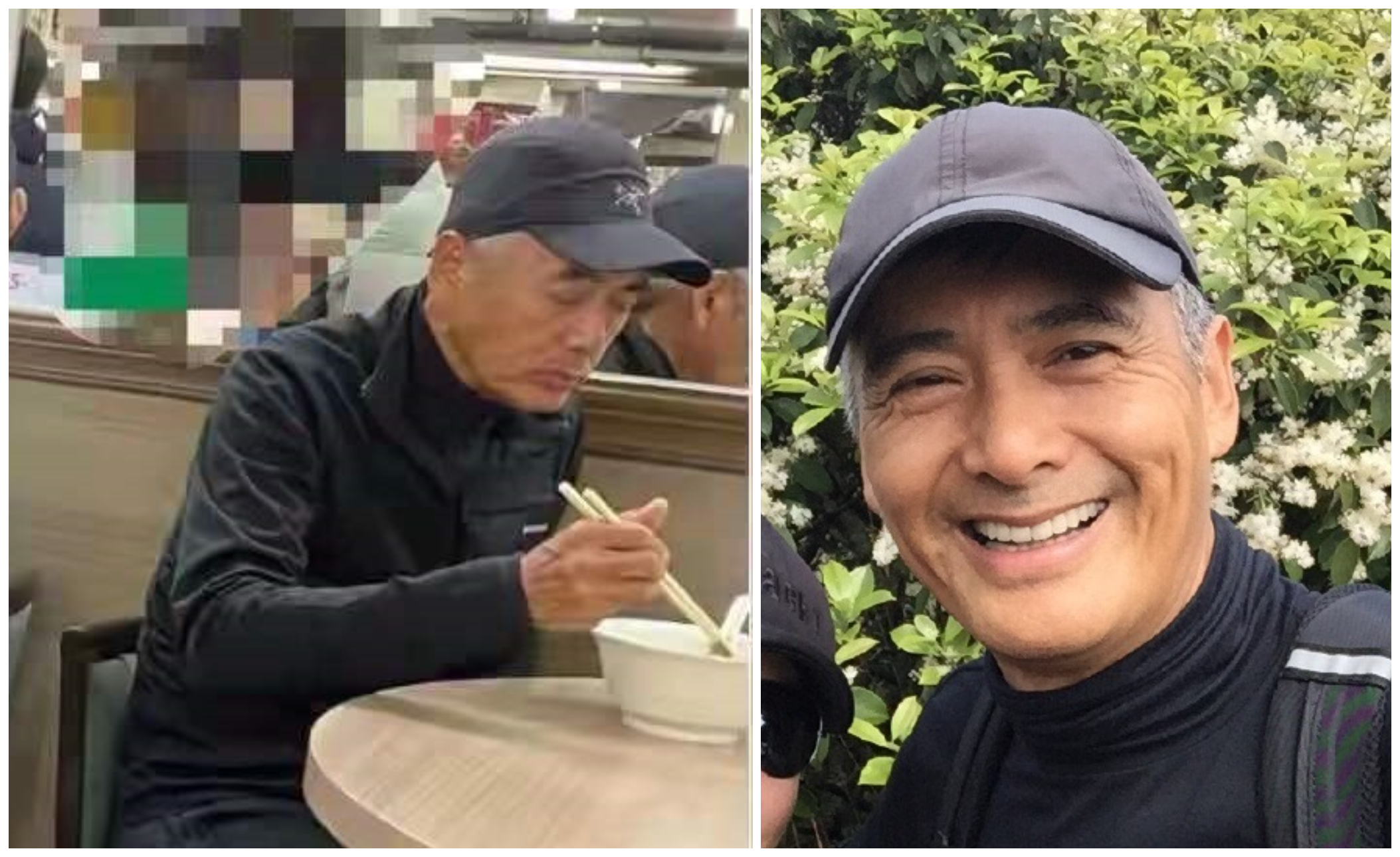 周潤發（左圖）近日被拍到在香港的牛肉麵店用餐。（翻攝微博、劉嘉玲IG）