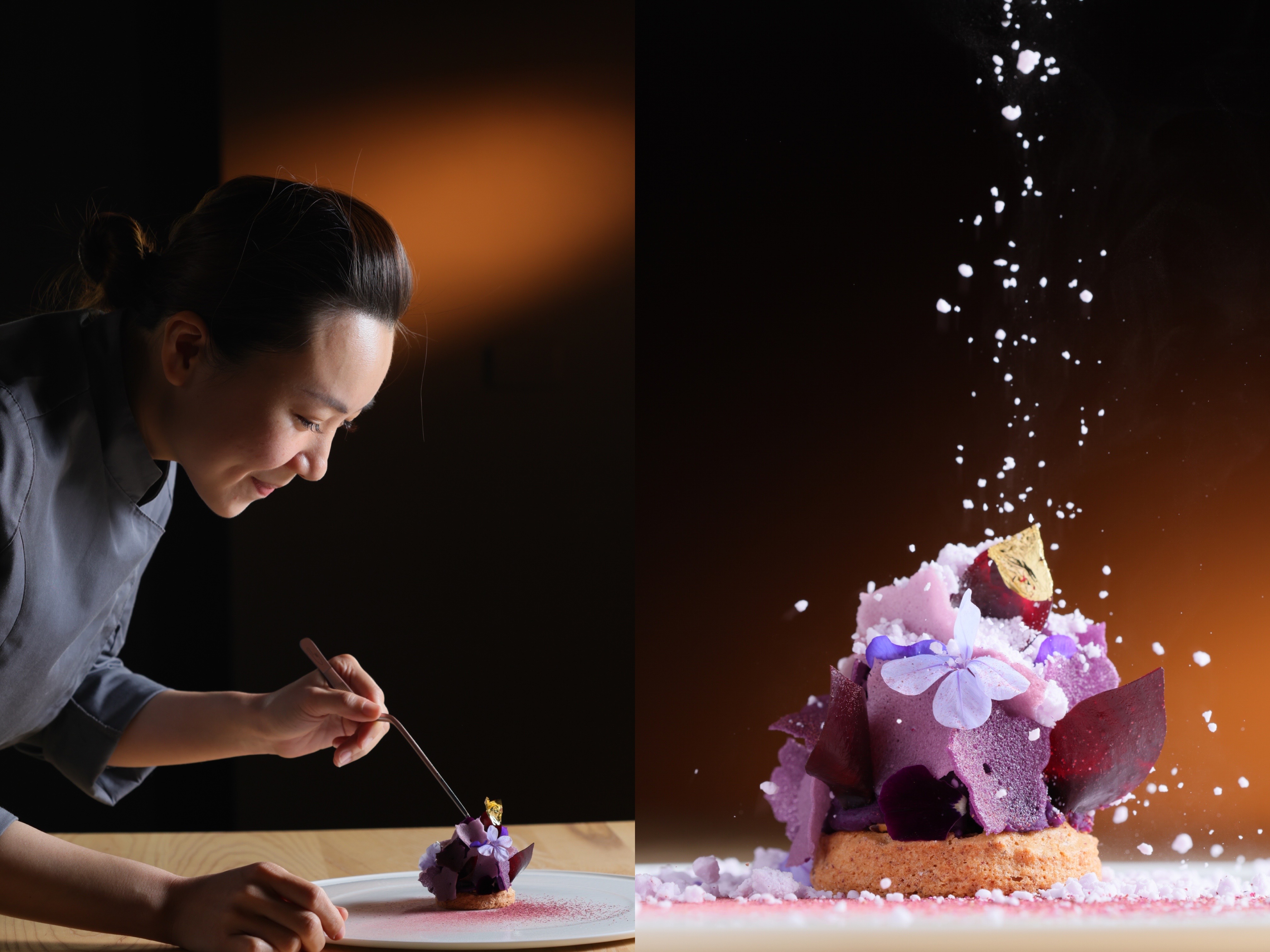 JL STUDIO甜點主廚韓慧婷（左）將南洋味巧妙的融合在甜點裡。