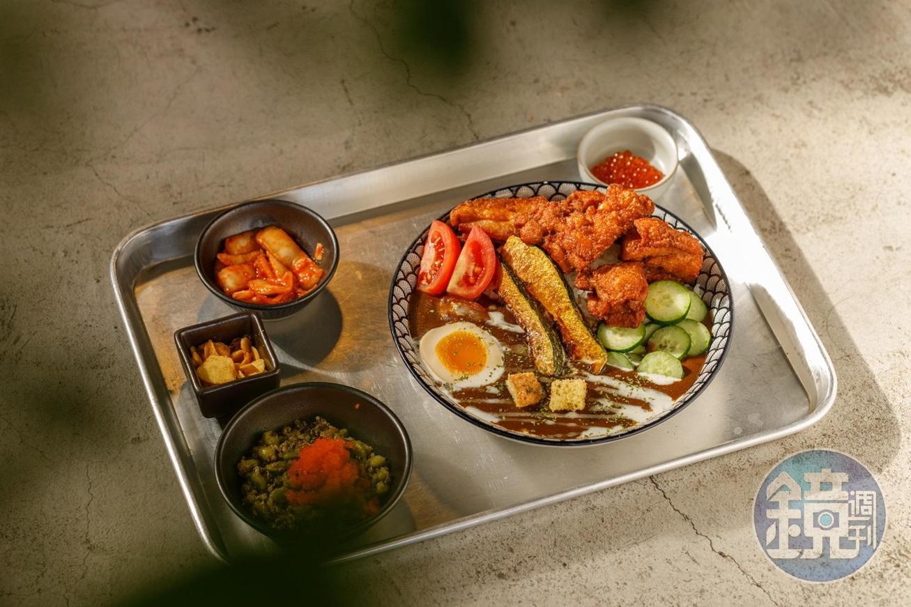 招牌唐揚雞咖哩定食」使用鮮嫩雞腿丁入菜。（345元／份）
