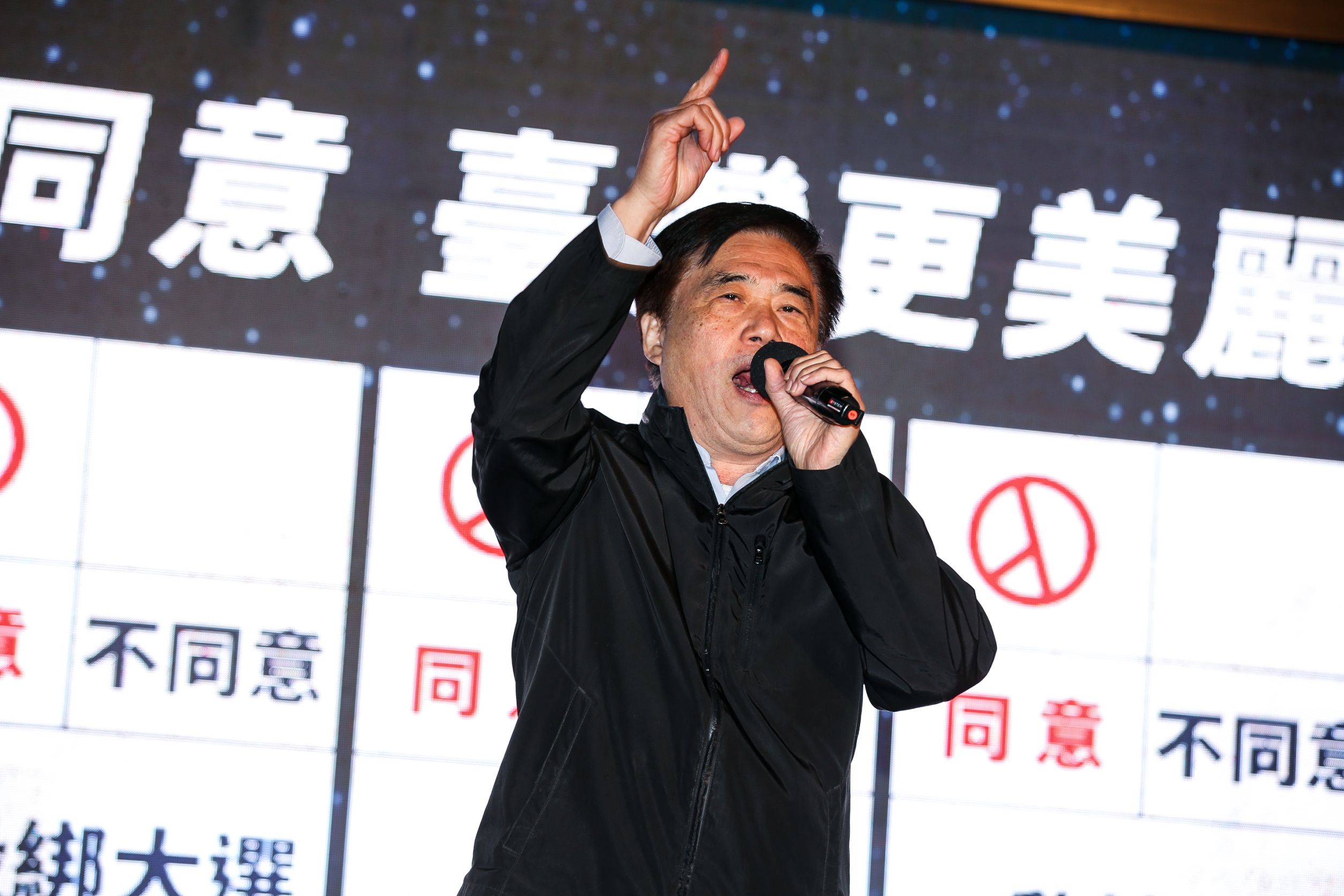 國民黨前副主席郝龍斌向支持者喊話投下4個同意。