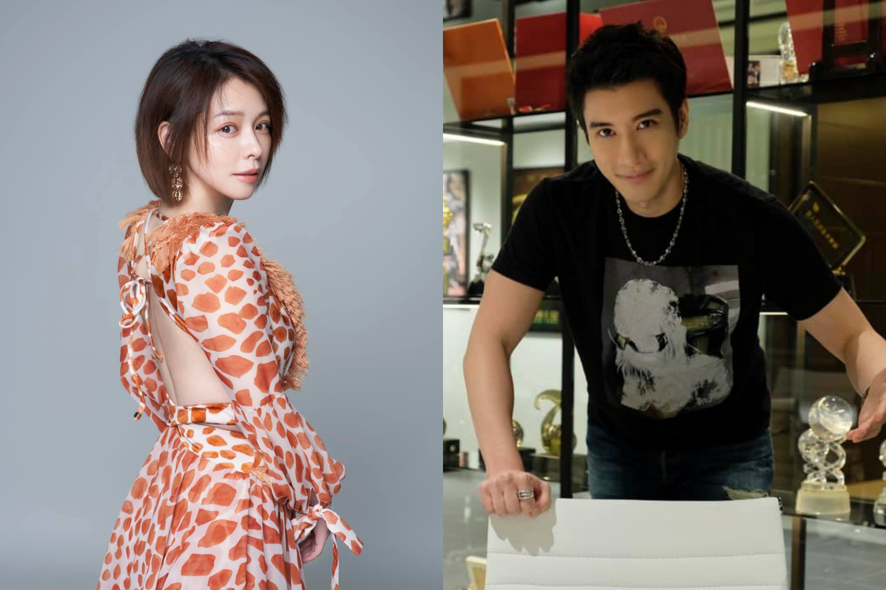 對於被指是王力宏（右）的已婚砲友，徐若瑄（左）今日2度發文澄清。（翻攝自徐若瑄、王力宏臉書）