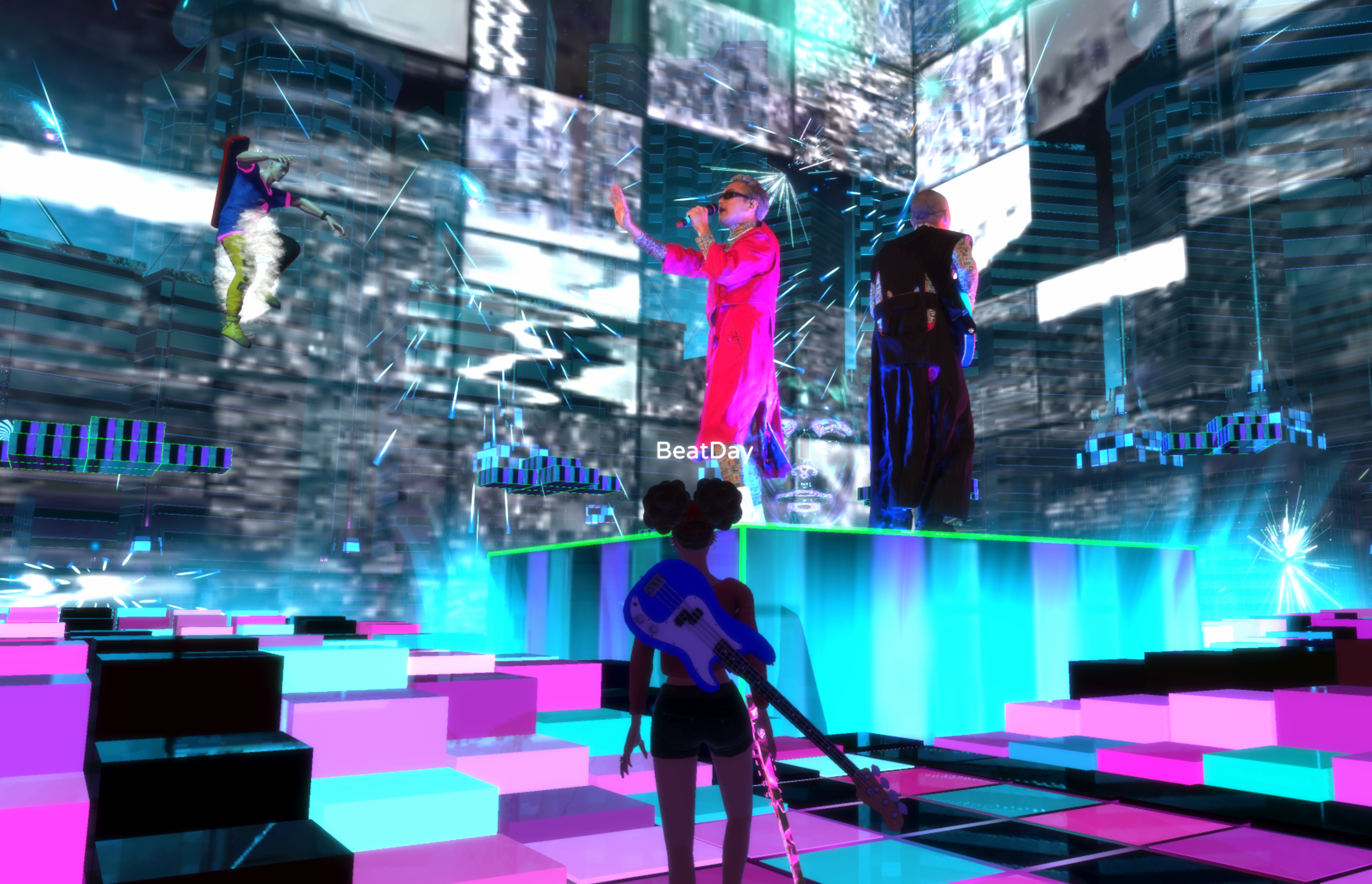 全息音樂平台BEATDAY的用戶可根據不同屬性建立角色系統，角色會成長，有各種裝扮方式。（ HTC VIVE ORIGINALS提供）