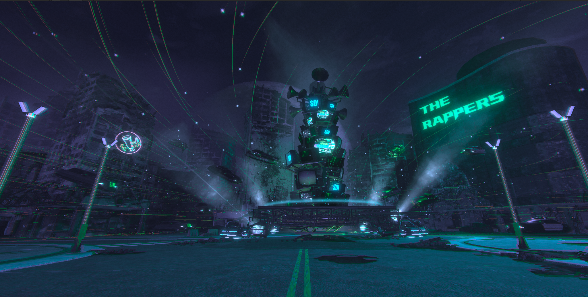 「大嘻哈時代加倍封測全息演唱會」場景西門町嘻哈大道於日前曝光。（ HTC VIVE ORIGINALS提供）