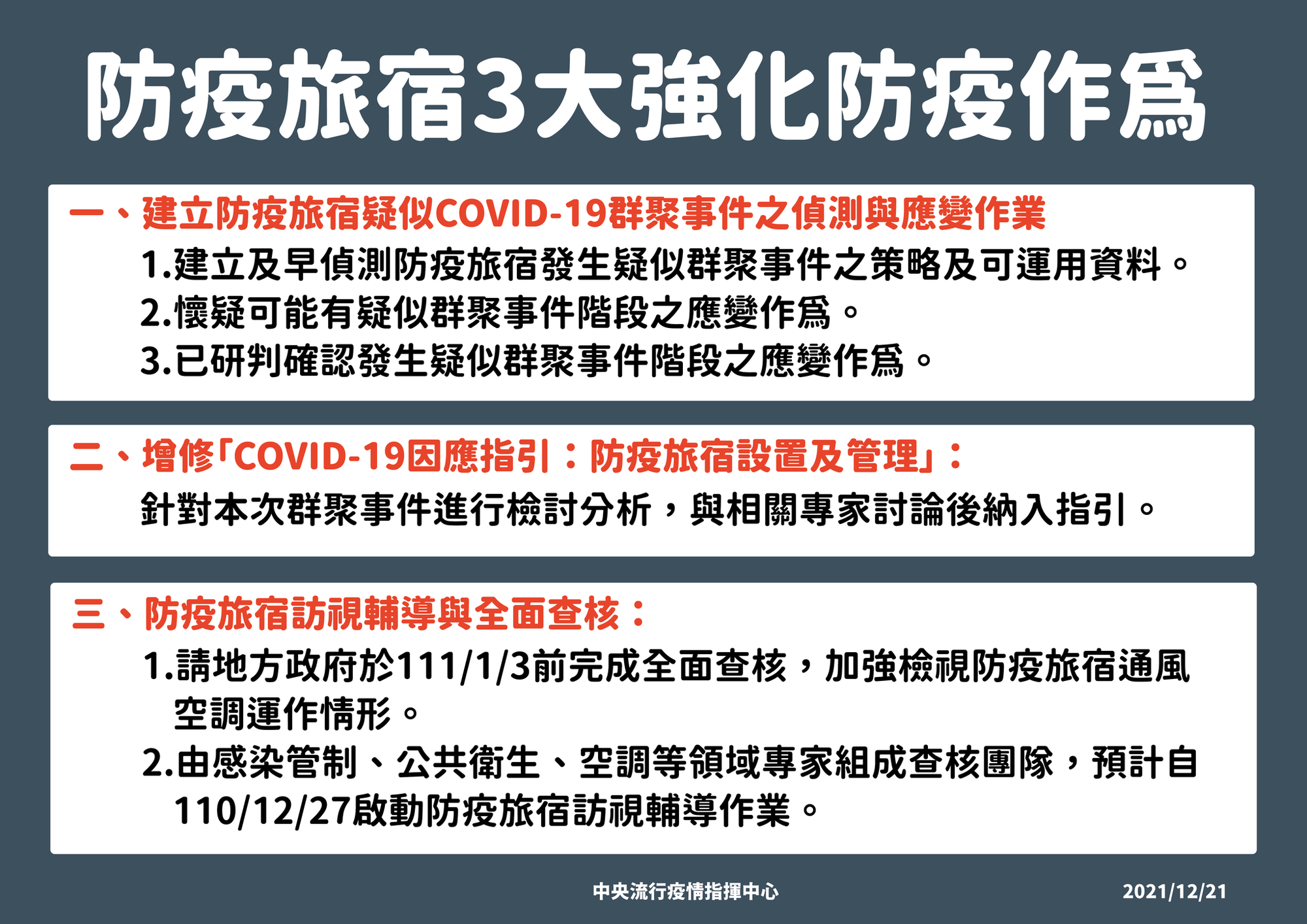 指揮中心加強防疫旅館防疫作為。（指揮中心提供）