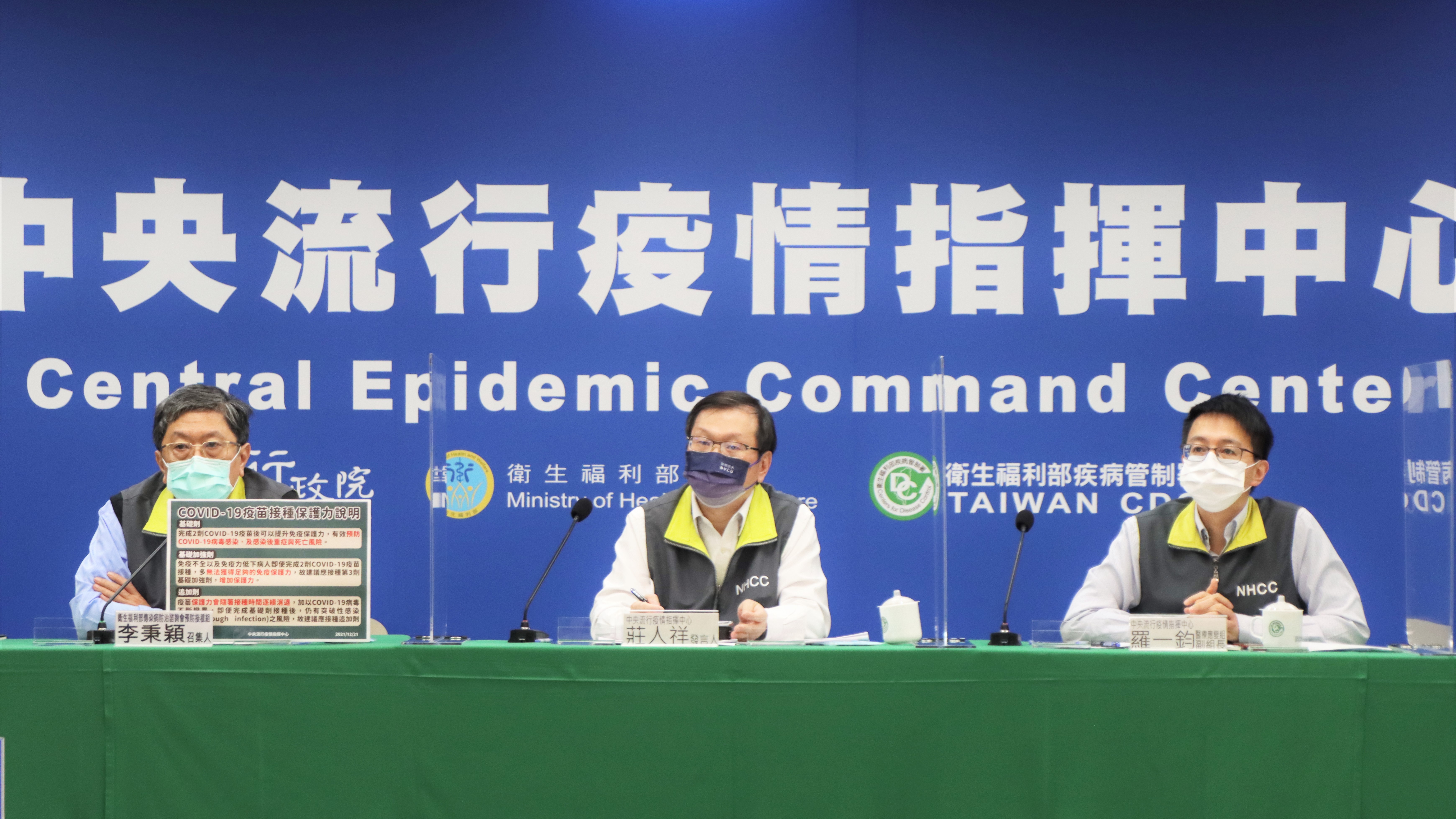 指揮中心說明最新疫情、疫苗相關政策。(指揮中心提供)