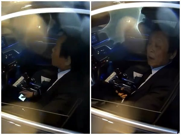 王世堅把車停到機車停等區上，被其他騎車提醒。（翻攝自R Yong Tsai臉書）