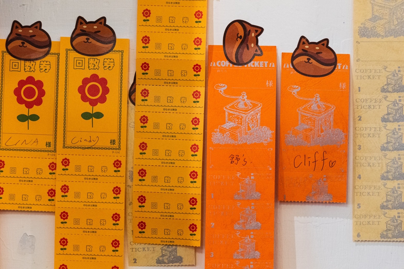 老派喫茶店才有的「咖啡回數券」，在 這也可以真正體驗。（1,000元／5張）