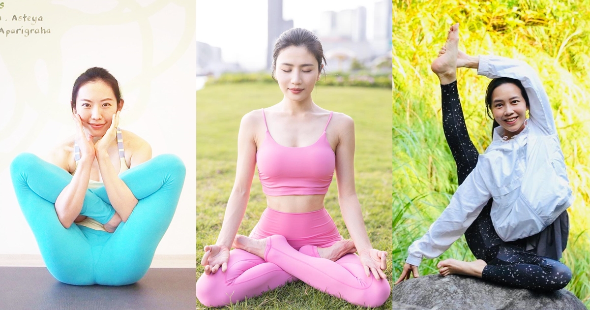 擔心自己年假放太鬆,可以跟著Jade(左起)、林芊妤、凱蒂一起做瑜伽。(翻攝自臉書)