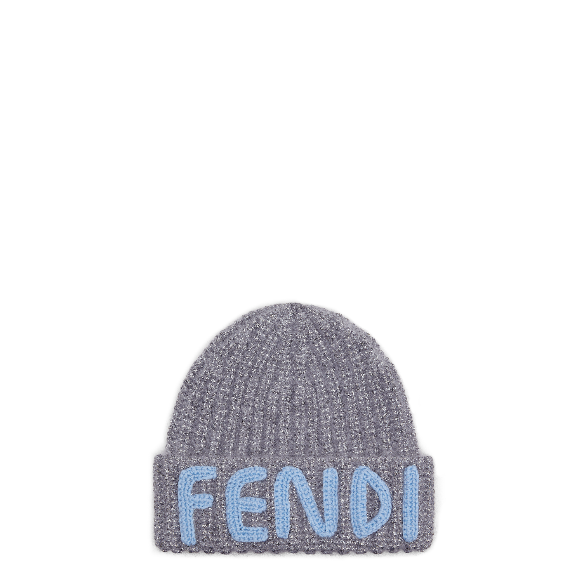 FENDI Winter Sports系列灰色針織毛帽。NT$14,500（FENDI堤供）