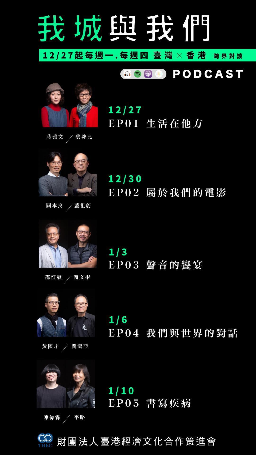 《我城與我們》第一集至第五集來賓陣容與上線時間。(鏡好聽提供)