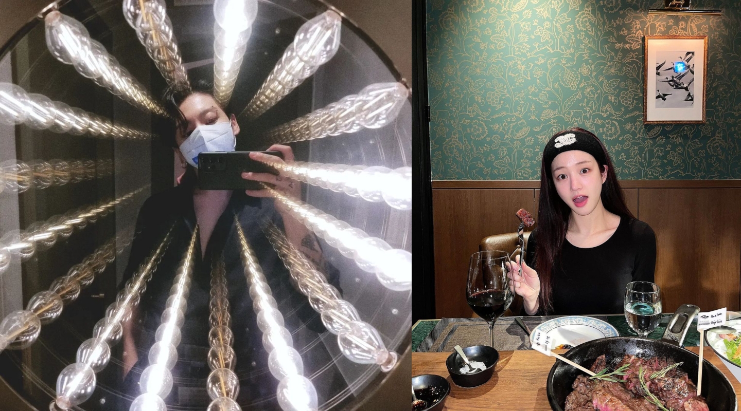 BTS成員柾國被傳與李侑菲秘戀。（翻攝柾國、李侑菲IG）