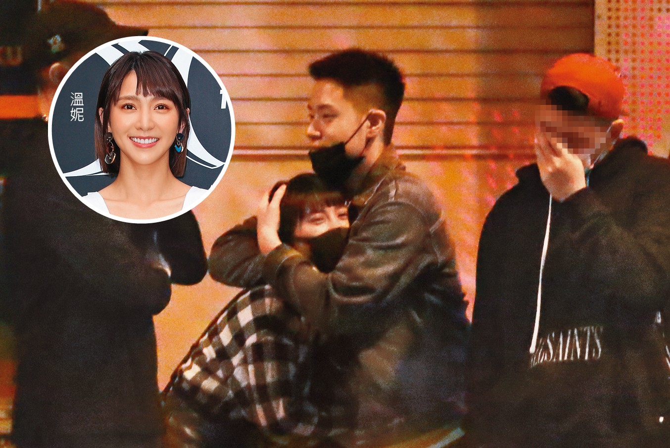 12月12日02：07，男友不甘示弱，2度將溫妮（中）摟住、緊貼胸口。