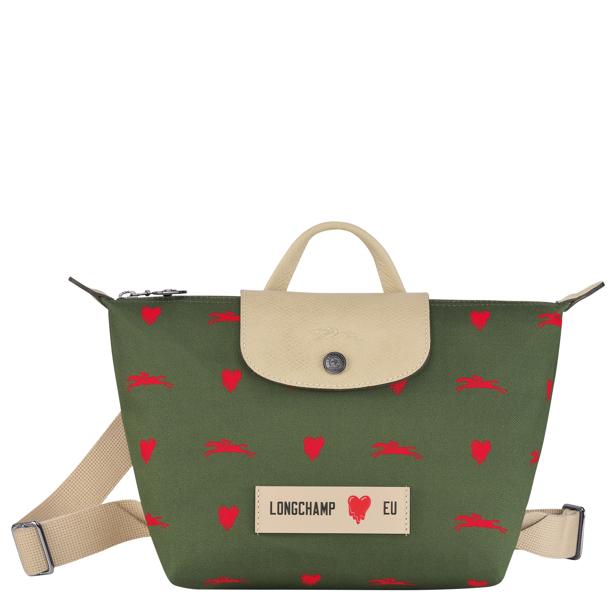 LONGCHAMP x EU聯名系列Le Pliage卡其綠背包。NT$6,800 (LONGCHAMP 提供)