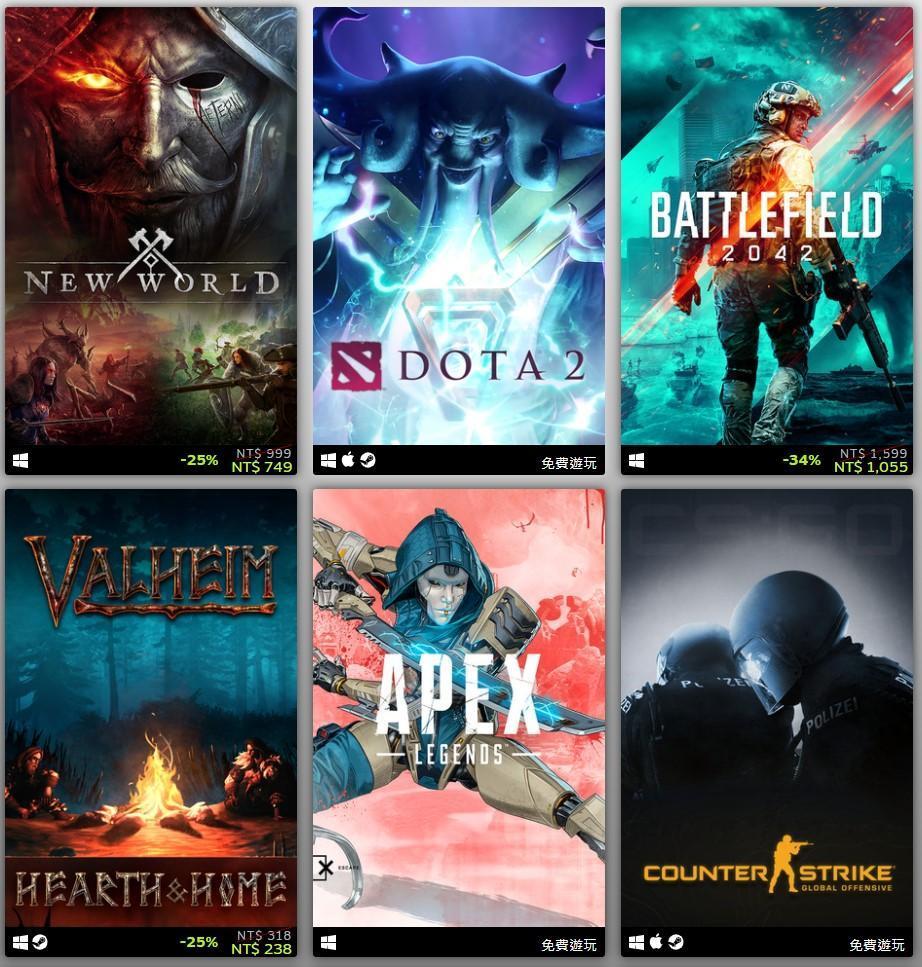 Steam公布2021年度最佳榜單,多款暢銷遊戲入選白金榜。(翻攝自Steam)