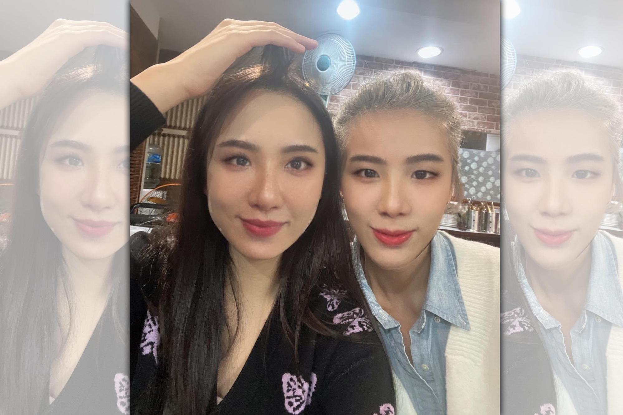 小禎(胡盈禎)與寶貝女兒Emma相依為命,圖為小禎和女兒變臉。(翻攝自胡小禎臉書)