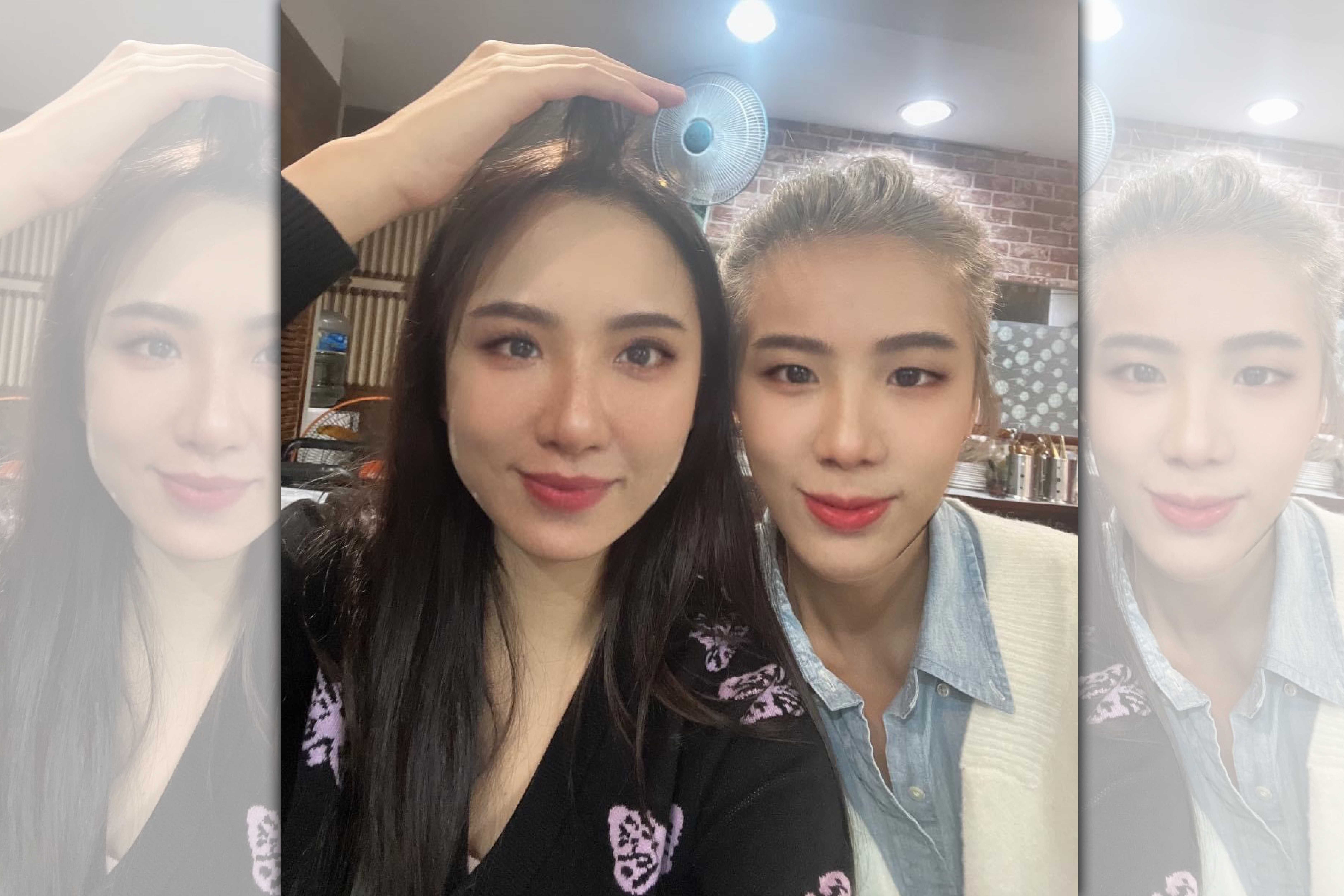 小禎（胡盈禎）與寶貝女兒Emma相依為命，圖為小禎和女兒變臉。（翻攝自胡小禎臉書）