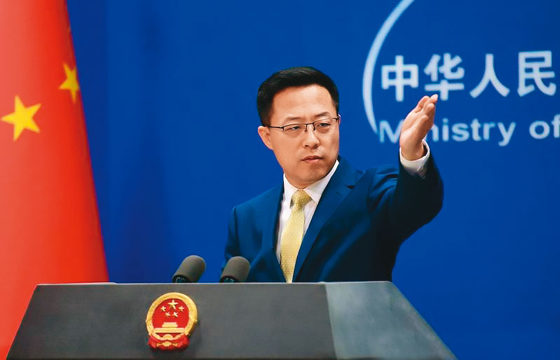 中國外交部發言人趙立堅曾否認刁難立陶宛，還狠嗆歐盟指控不負責任。（翻攝中國外交部發言人辦公室微博）