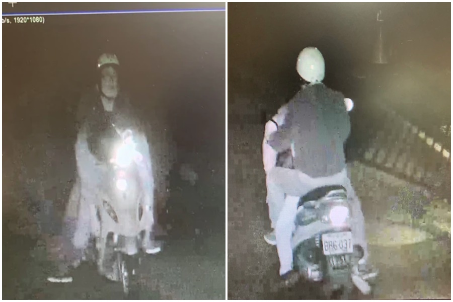 張嫌騎機車載著江父的屍體前往太平山區丟棄。（翻攝畫面）