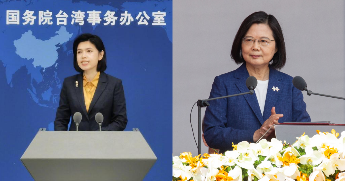 國台辦發言人朱鳳蓮（左）回應總統蔡英文的新年談話。（翻攝自央視微博、本刊資料照）